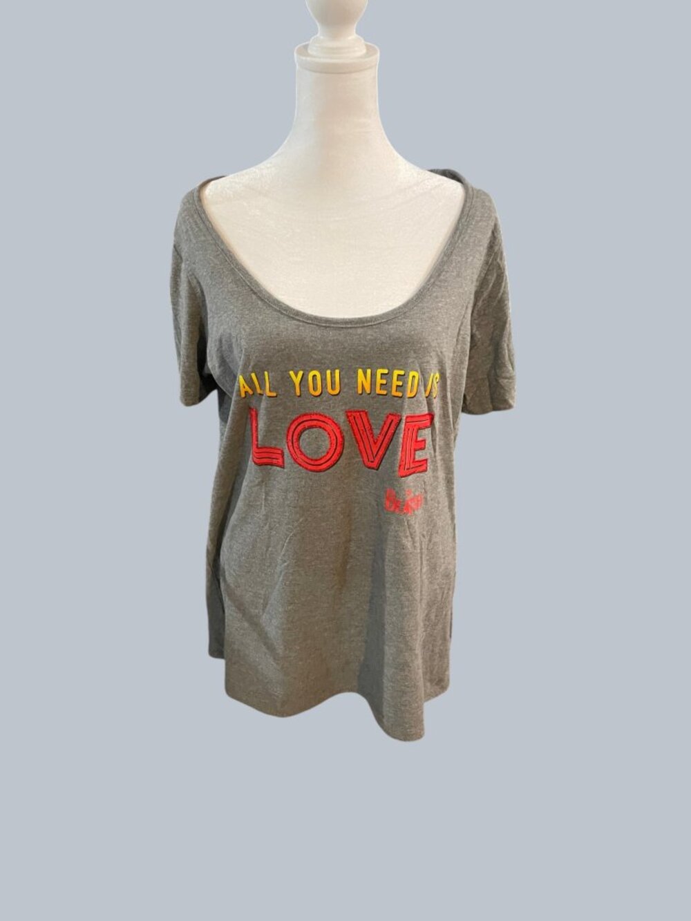 Beatles All You Need Is Love Tshirt, 2X, gray, red and yellow
